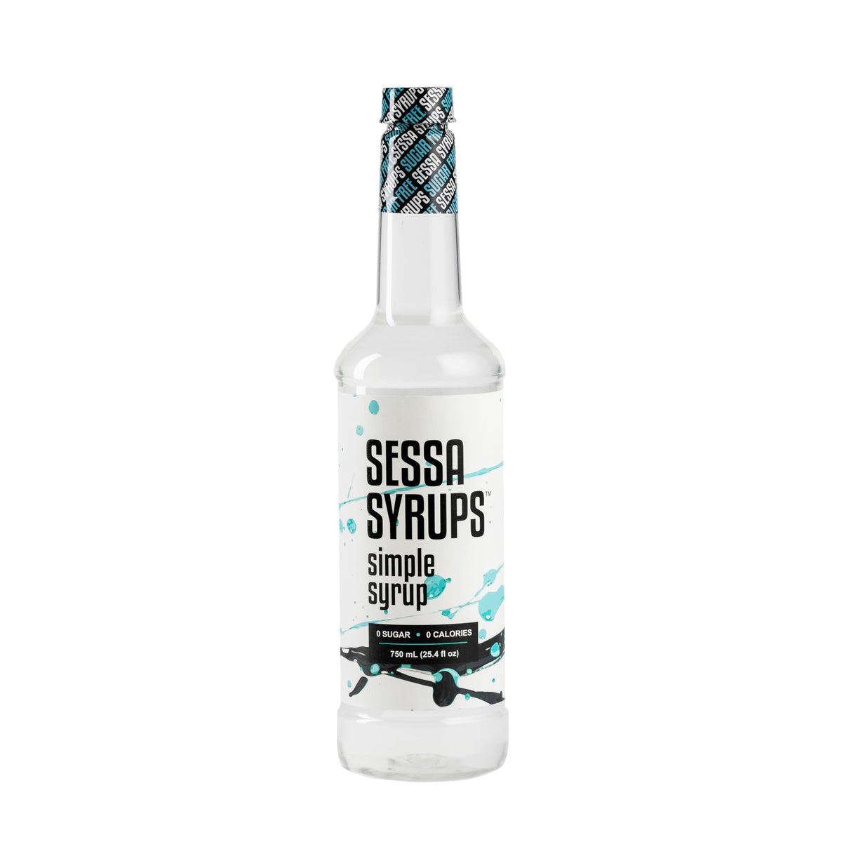 Sessa Syrups Sugar Free Simple Syrup pour bottle enhances coffee and cocktails.