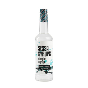 Sessa Syrups Sugar Free Simple Syrup pour bottle enhances coffee and cocktails.