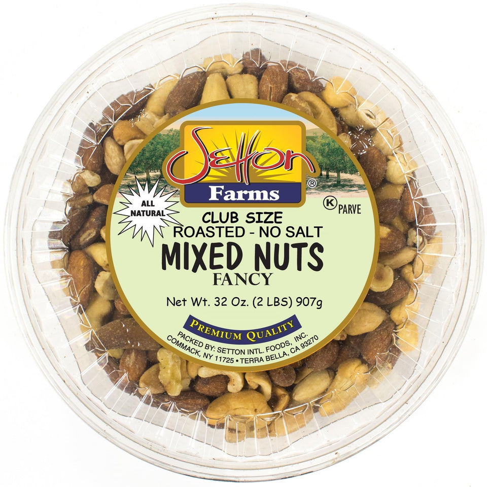 Setton Farms Fancy Deluxe Mixed Nuts roasted unsalted close-up for a crunchy snack