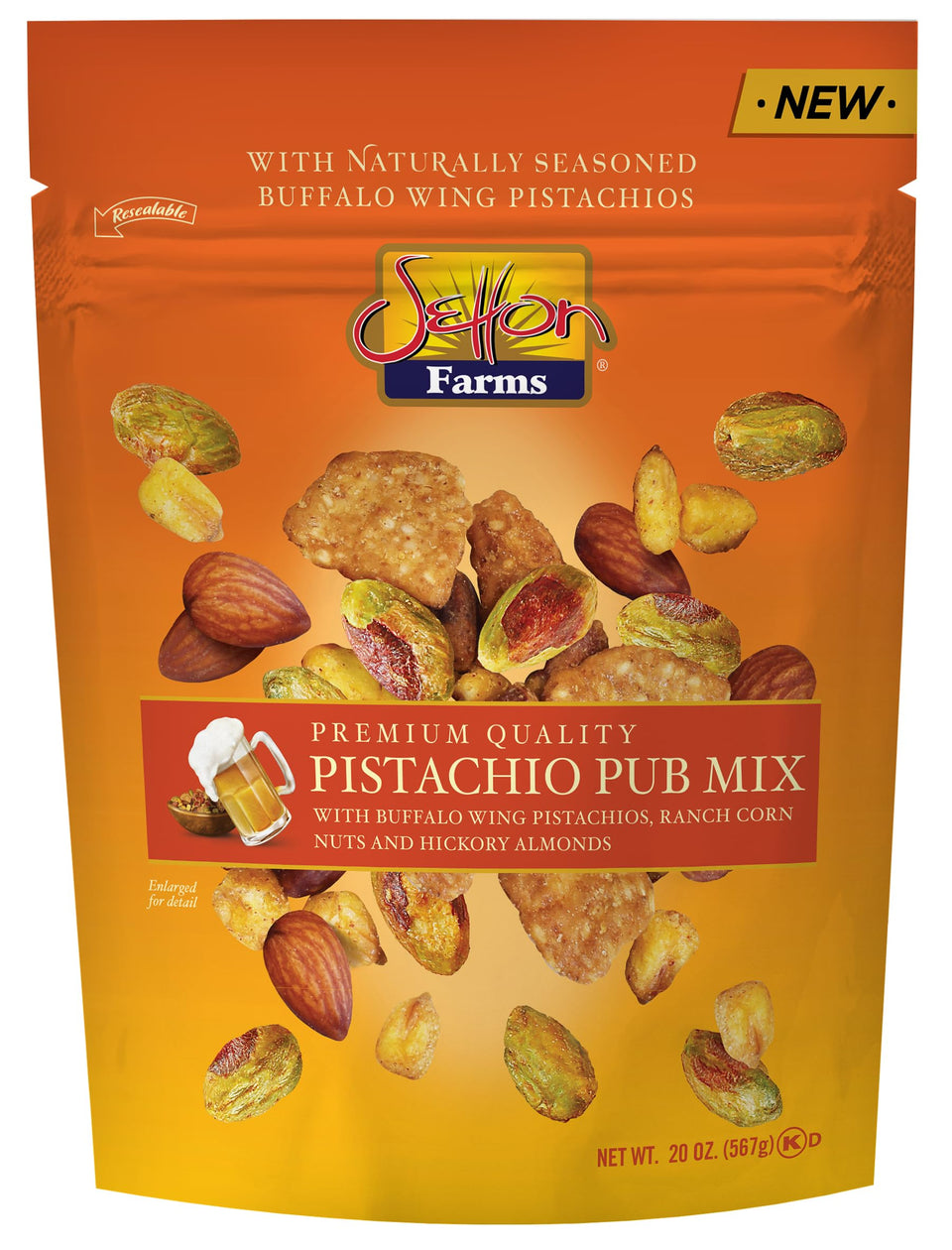 Setton Farms Pistachio Pub Mix buffalo wing pistachios for bold snacking with drinks.