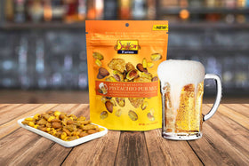 Setton Farms Pub Mix honey roasted sesame chips pair well with drinks