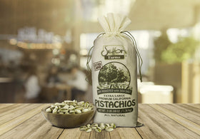 Setton Farms pistachios extra-large in shell close-up, ready to snack.