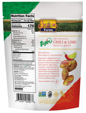 Setton Farms Tajín Clasico Chili Lime coating on pistachios boosts flavor.
