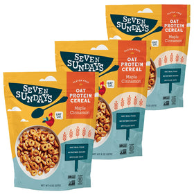 Seven Sundays Maple Cinnamon Oat Protein Cereal bowl—protein boost for busy mornings.
