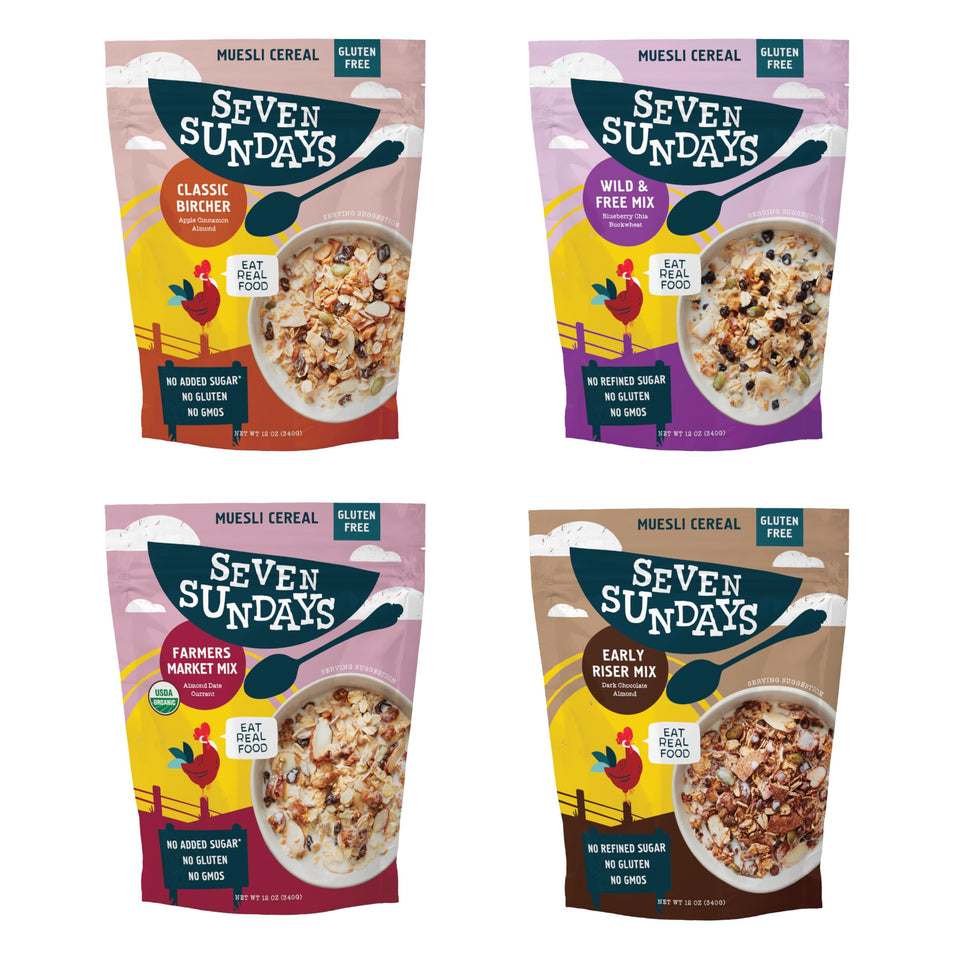 Seven Sundays Muesli Classic Bircher bowl with gluten free oats for a hearty breakfast.