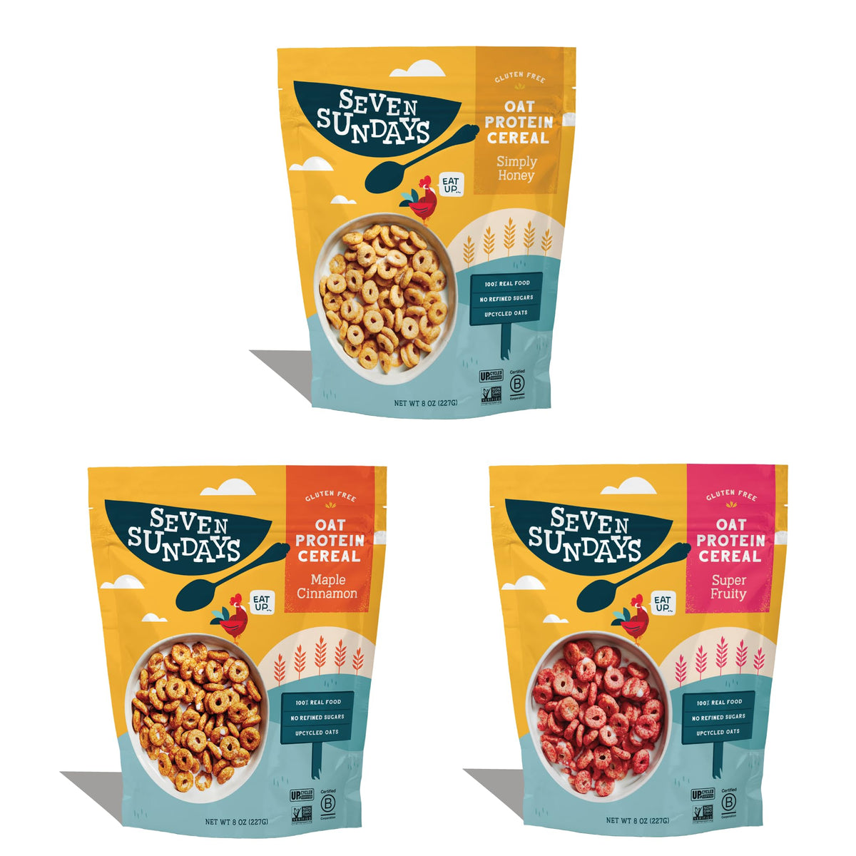Seven Sundays Oat Protein Cereal pack front showing gluten-free, high-protein breakfast option