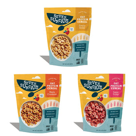 Seven Sundays Oat Protein Cereal pack front showing gluten-free, high-protein breakfast option