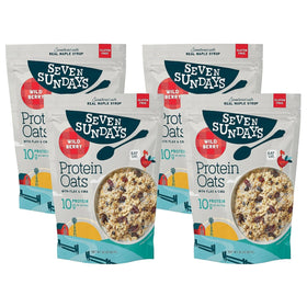 Seven Sundays Protein Oats Wildberry bowl closeup with real fruit and creamy texture