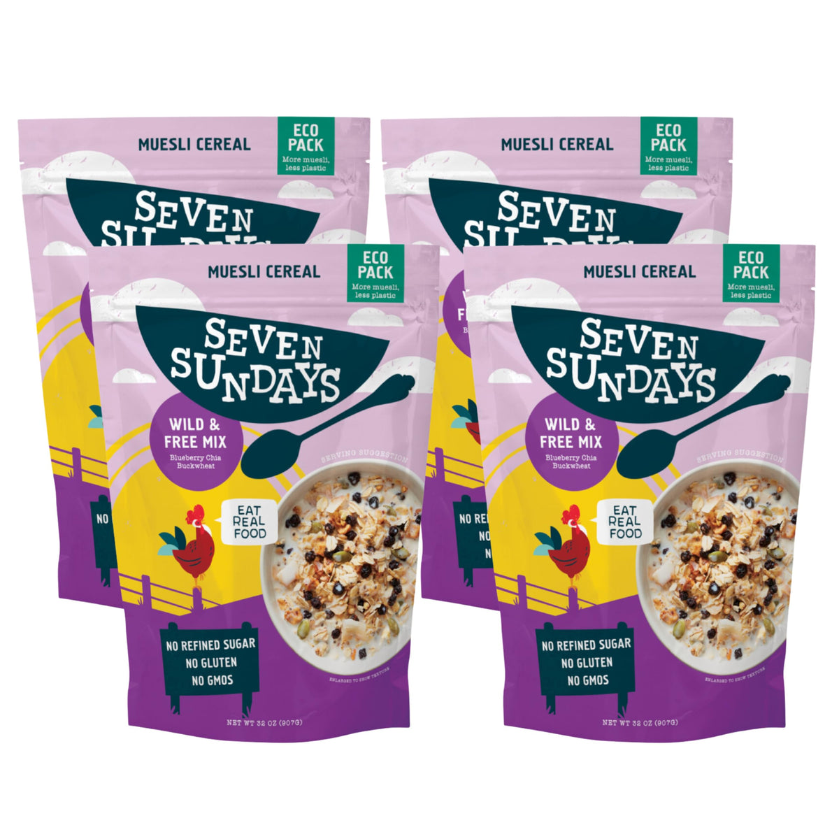 Seven Sundays Wild and Free blueberry chia buckwheat muesli pack of 4 gluten free breakfast option