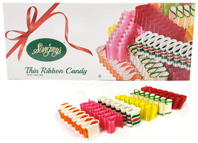 Sevignys Thin Ribbon Candy box front for festive gifting and display