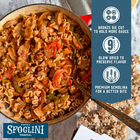 Sfoglini Reginetti cooked with sauce plated, inviting a hearty ragù pairing.