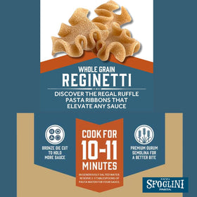 Sfoglini Reginetti closeup shows sauce adhering to ridges.