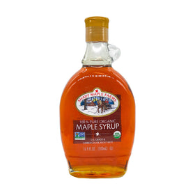 Shady Maple Farm maple syrup amber hue, rich color suggesting depth of flavor.
