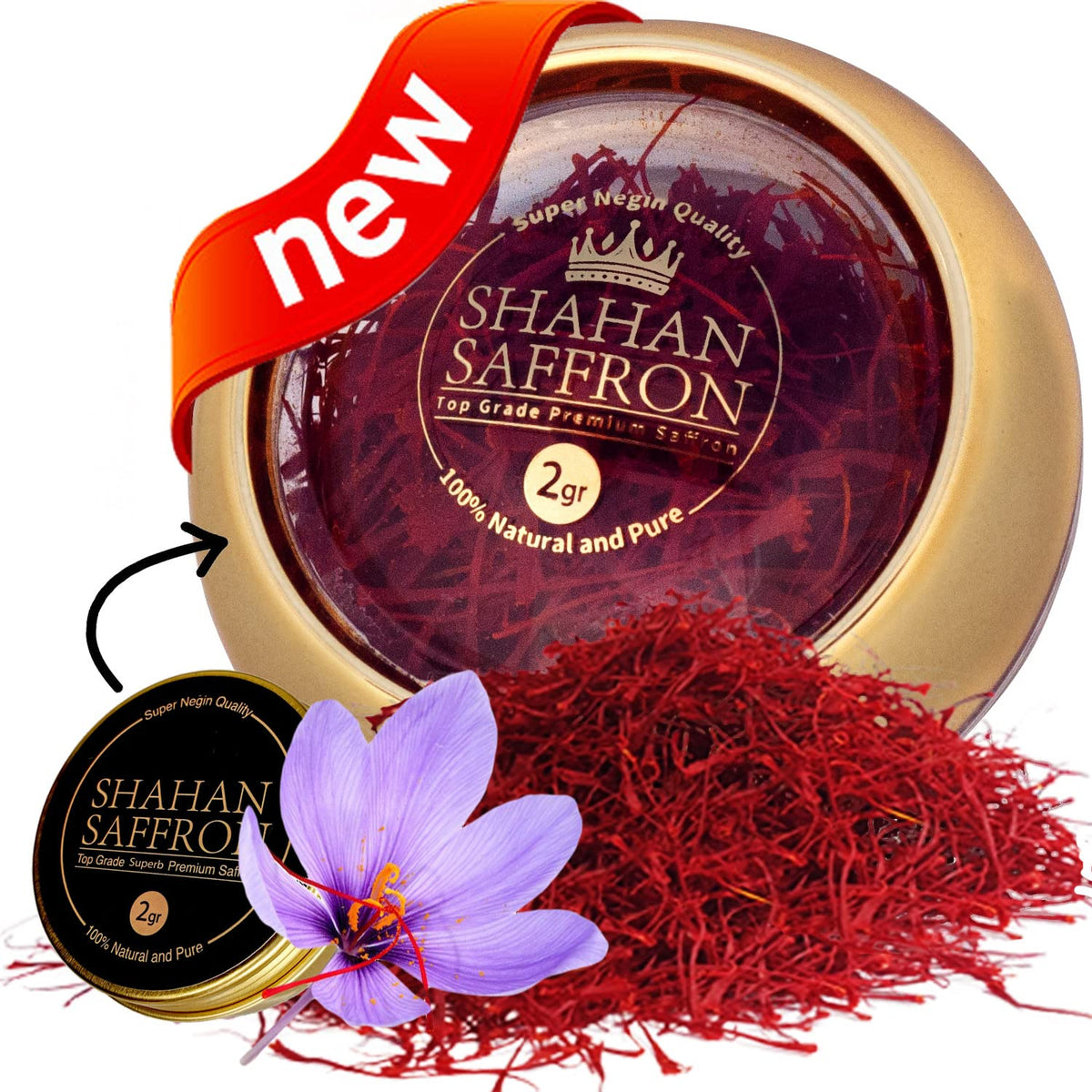 SHAHAN SAFFRON Super Negin threads closeup shows long delicate threads and rich color.