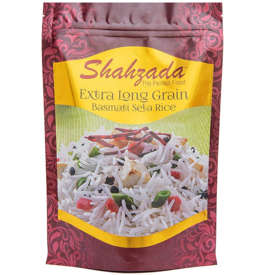 Shahzada Basmati Sela Rice bag front showing premium extra long grain quality