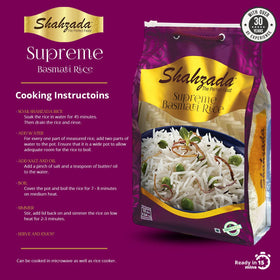 Shahzada Supreme Basmati Rice pairs well with curries and vegetables