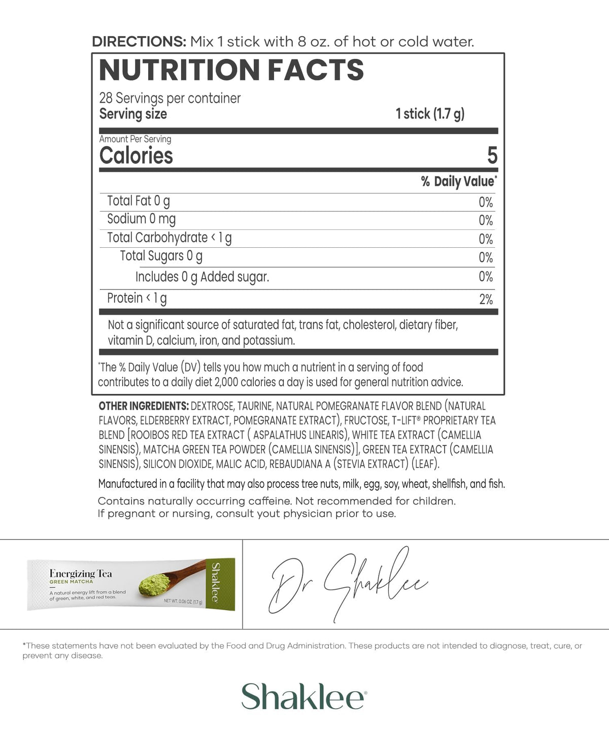 Blend of green matcha, white, and red teas in Shaklee Energizing Tea