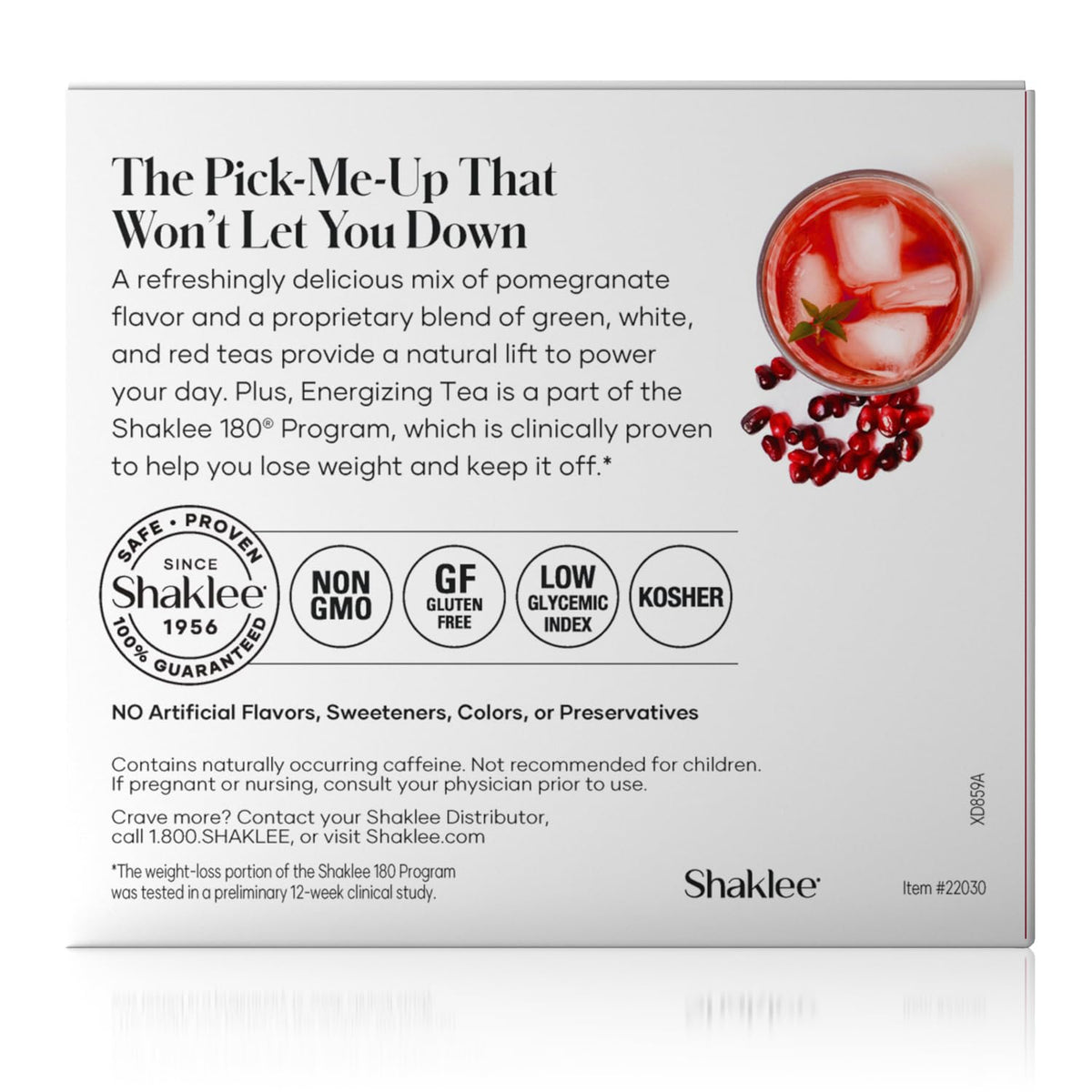 Shaklee Energizing Tea Pomegranate tea blend with antioxidant-rich ingredients.