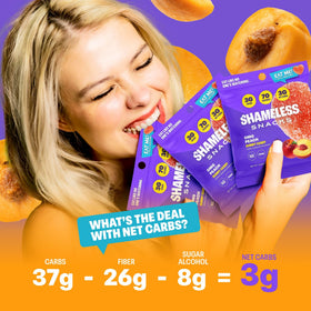 Shameless 26g fiber per bag emphasizing daily fiber goals