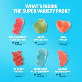 Shameless Snacks Green Apple Blast gummies with crisp apple zest.