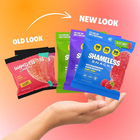 Shameless Snacks no gelatin and dye-free colors for clean snack options.