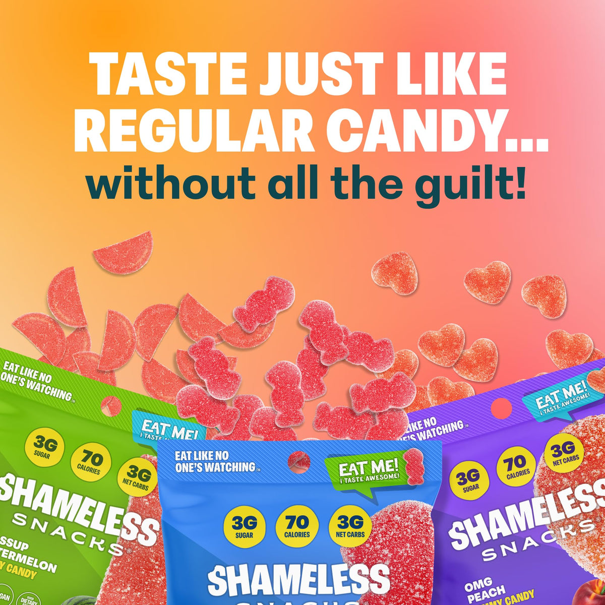 Shameless Snacks Red Raspberry Sour Scouts flavor close-up with tangy berry notes.