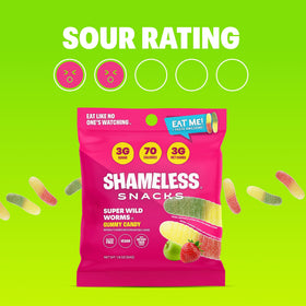 Shameless Snacks Sour Gummy Worms fiber-rich gummy bite