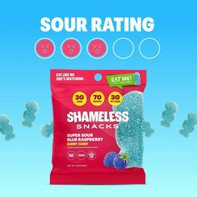 Shameless Super Sour Blue Raspberry kids lunchbox scene, easy snack option for kids.