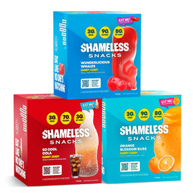 Shameless Snacks Sweet Classics Bundle box front with colorful gummies for lunchboxes.