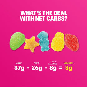 Nutrition label showing 3g sugar and 70 calories per bag
