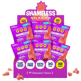 Shameless Sour Cherry Bomb bag close-up highlighting tangy flavor and chewy texture.
