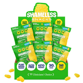 Shameless Sour Pineapple Punch gummies in a bag, ideal for movie nights.
