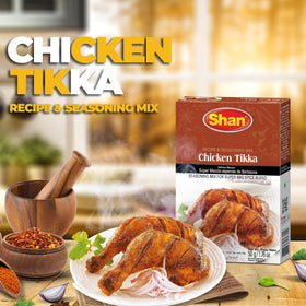 Shan Chicken Tikka Masala Mix ingredients close-up highlights vibrant spices and aromas