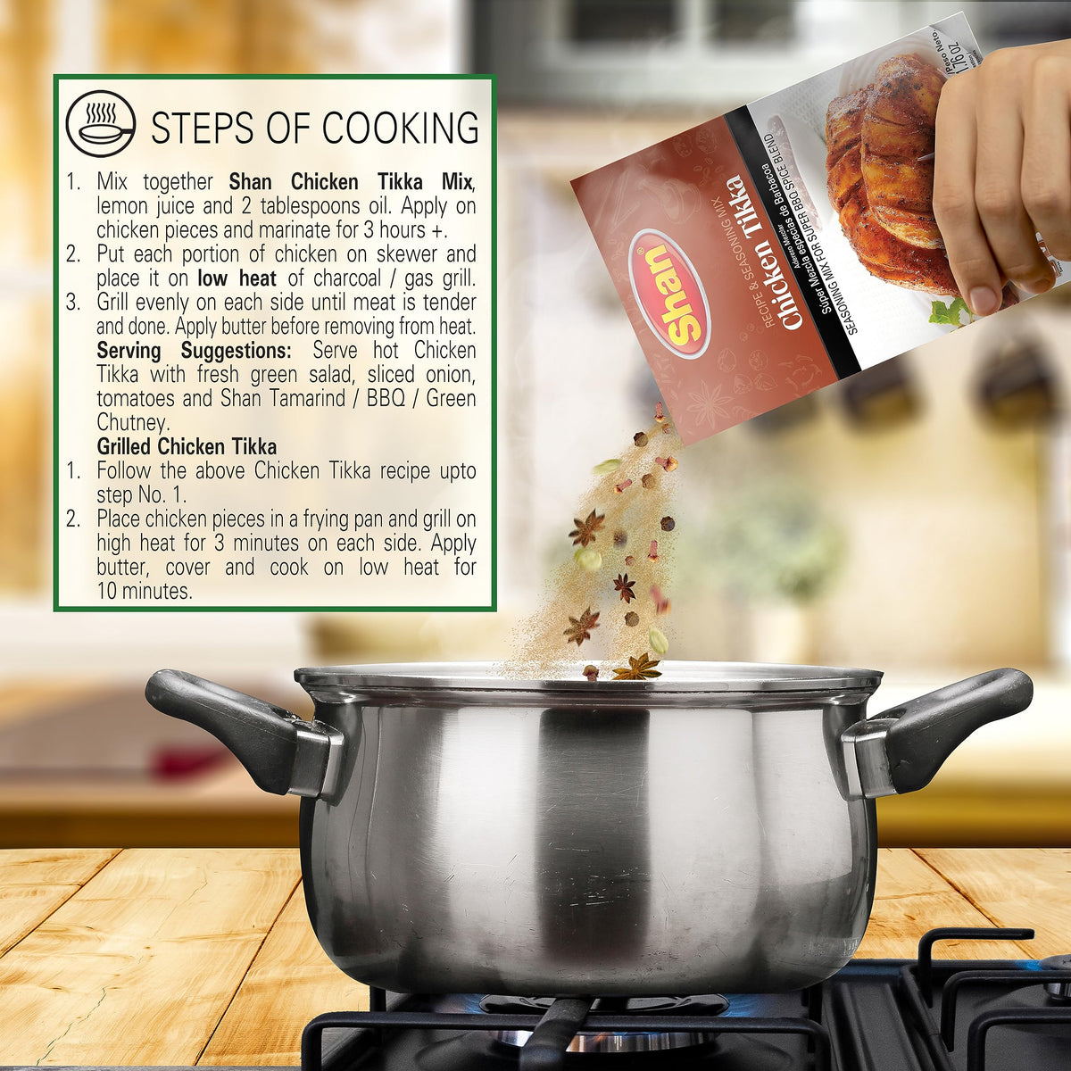 Shan Chicken Tikka Masala Mix marination setup demonstrates easy flavor infusion for chicken