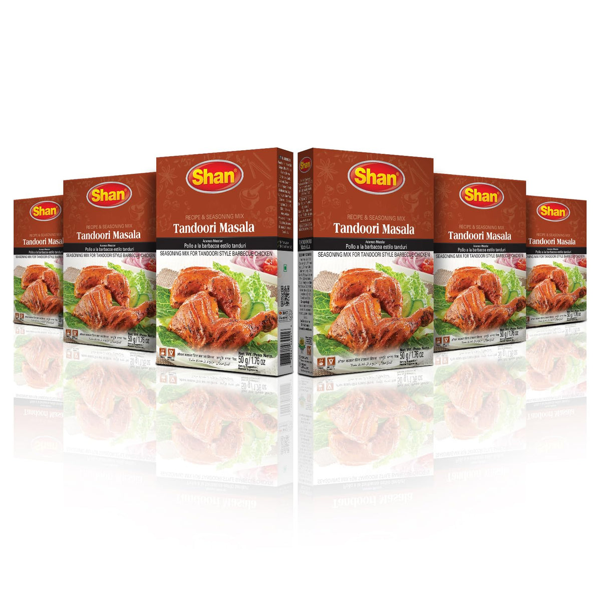 Shan Tandoori Masala Pack6 Front shows authentic mix for home tandoori.