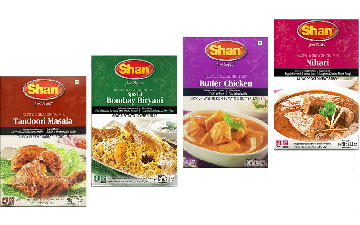 Shan tandoori spice pack for authentic home grilling.