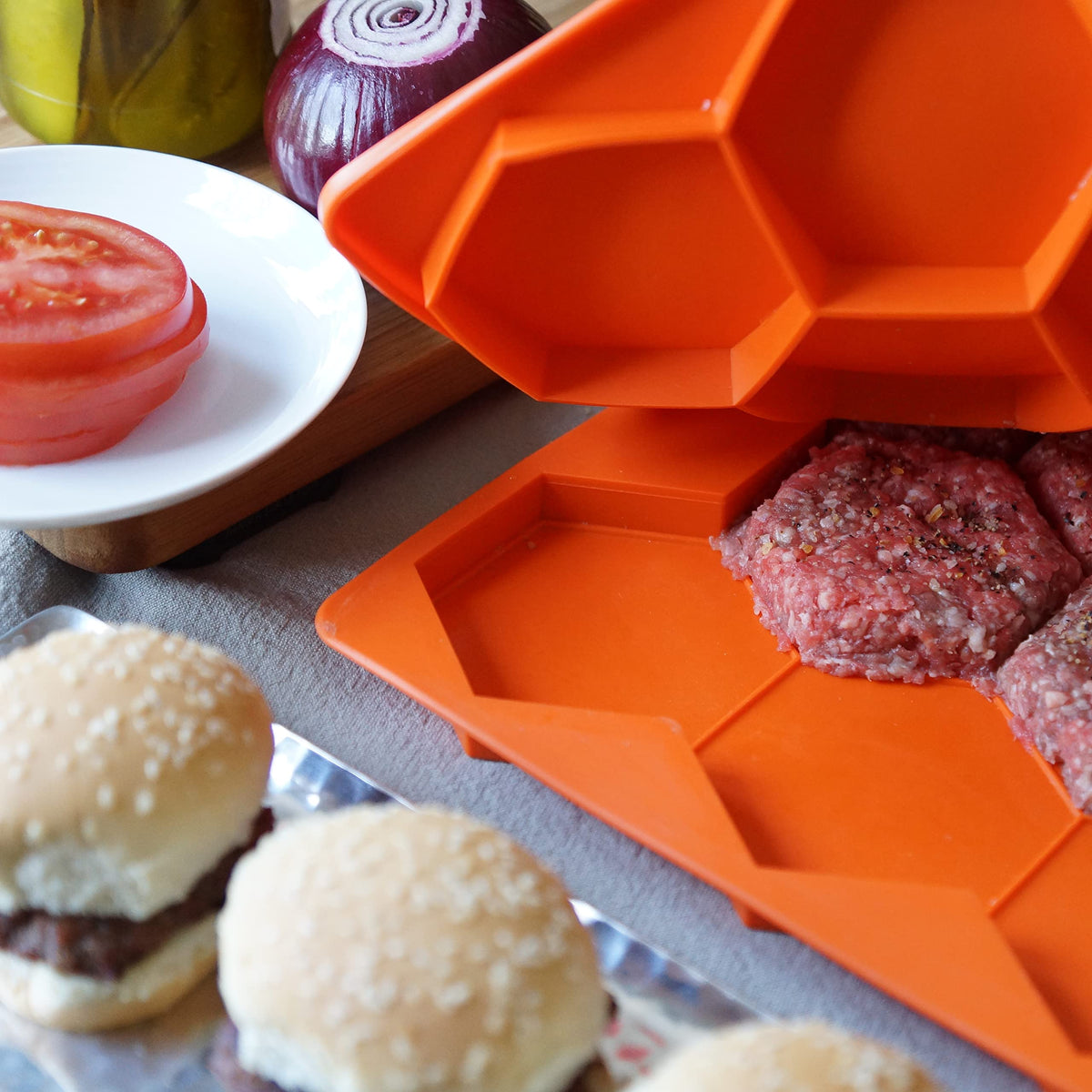 Shape+Store Burger Master Sliders bottom tray shapes and stores patties for meal prep
