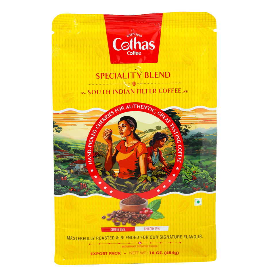 SHASTHA FOODS Cothas filter coffee powder for bold aroma and smooth South Indian flavor.