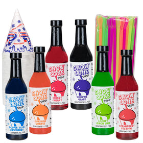 Shave Ice Syrups blue raspberry 12-7oz bottle for colorful snow cones and parties.