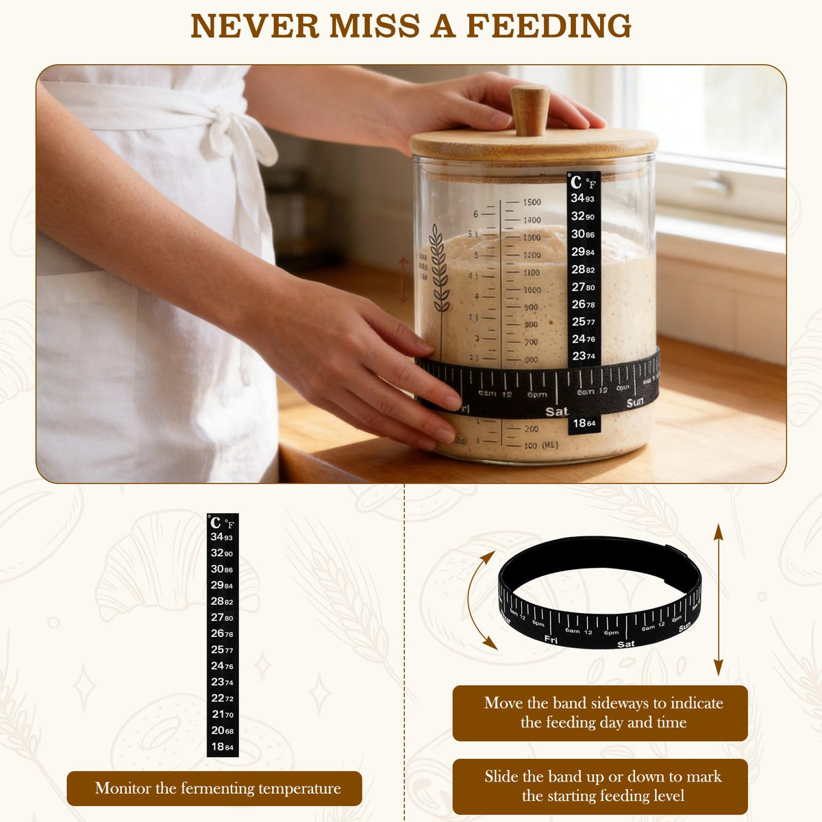SheeChung 50oz starter jar cloth cover for breathable fermentation protection