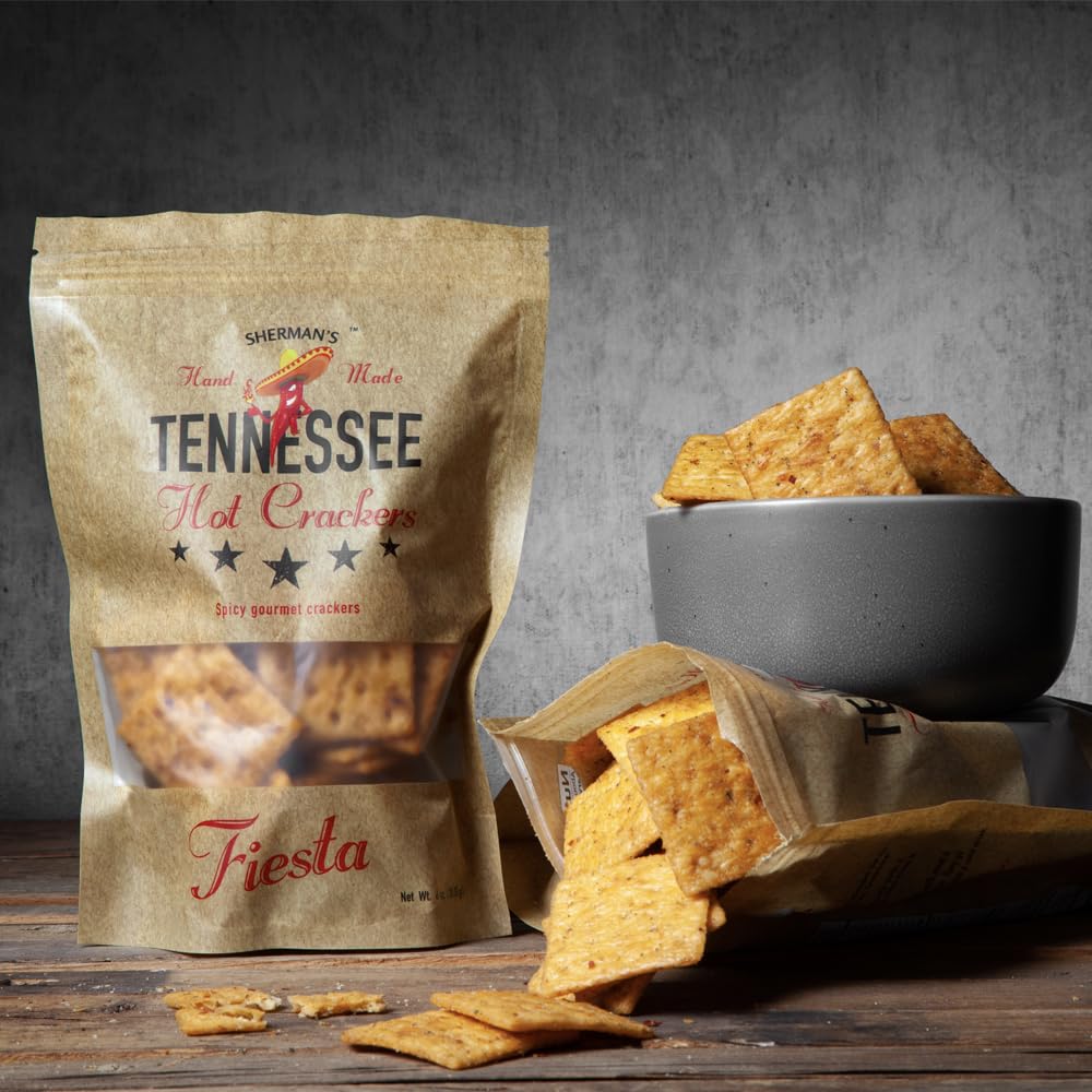 Sherman's Tennessee Hot Crackers Garlic Parmesan Pack, savory kick with cheese notes