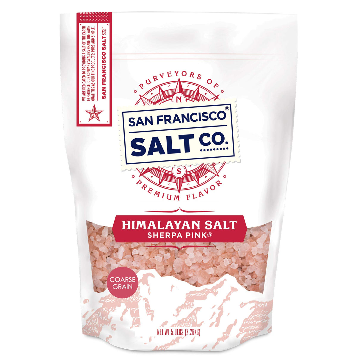 Sherpa Pink Himalayan Salt coarse-grain bag for everyday seasoning.