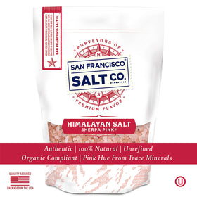 Close-up of pink crystals from Sherpa Pink Himalayan Salt.