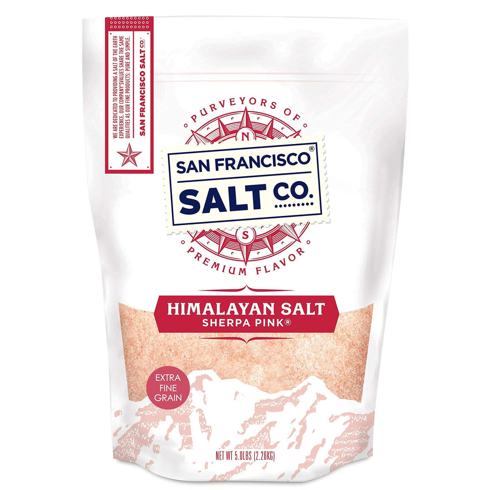 Sherpa Pink Himalayan Salt extra-fine grains in a jar for precise daily seasoning