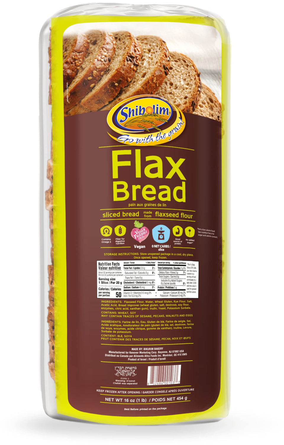 Shibolim flaxseed bread slice ready for a quick, protein-rich snack.