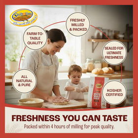 Shibolim Presifted Flour label, showing triple-sifted quality for smooth baking results.