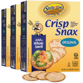 Shibolim Unsalted Whole Spelt Crackers front view, crisp whole-grain snack option