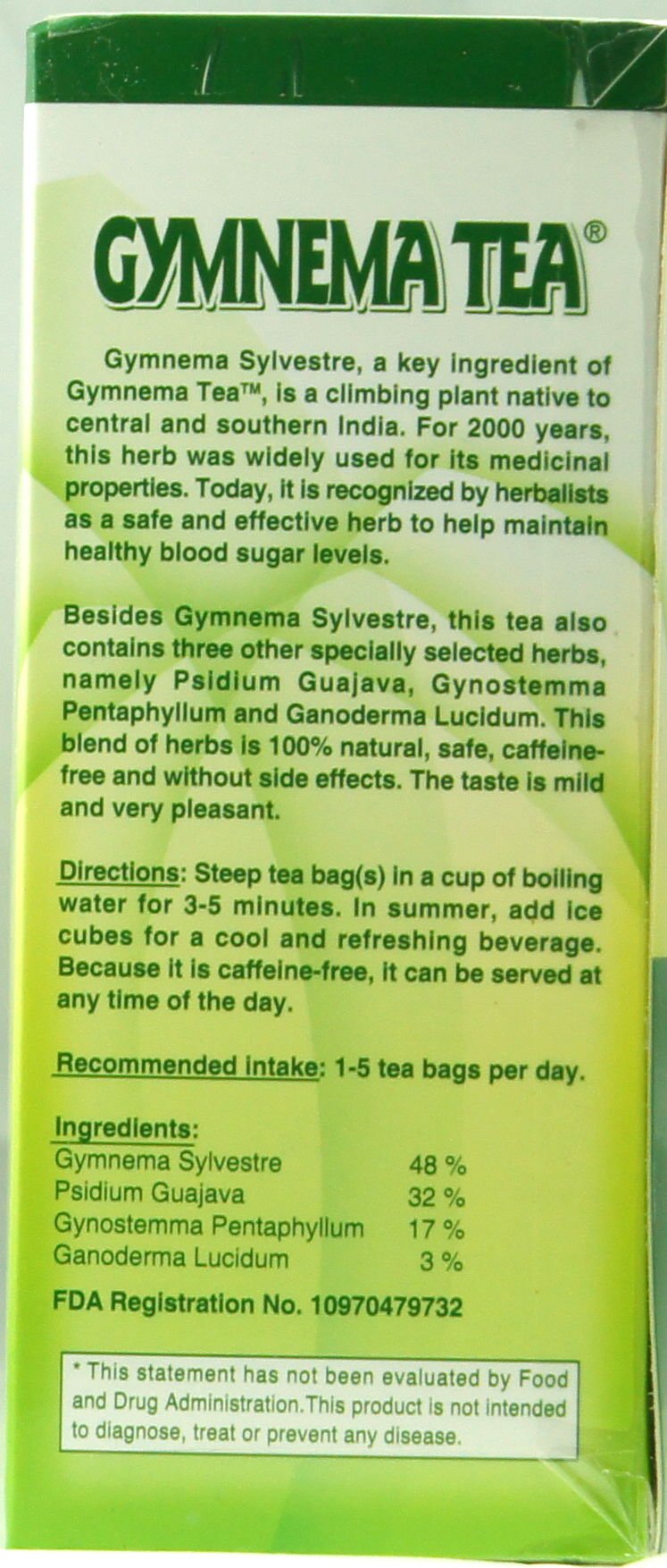 Shigu Mountain Gymnema Tea ingredients display gymnema sylvestre and guava leaves for mindful balance that may support healthy metabolism.