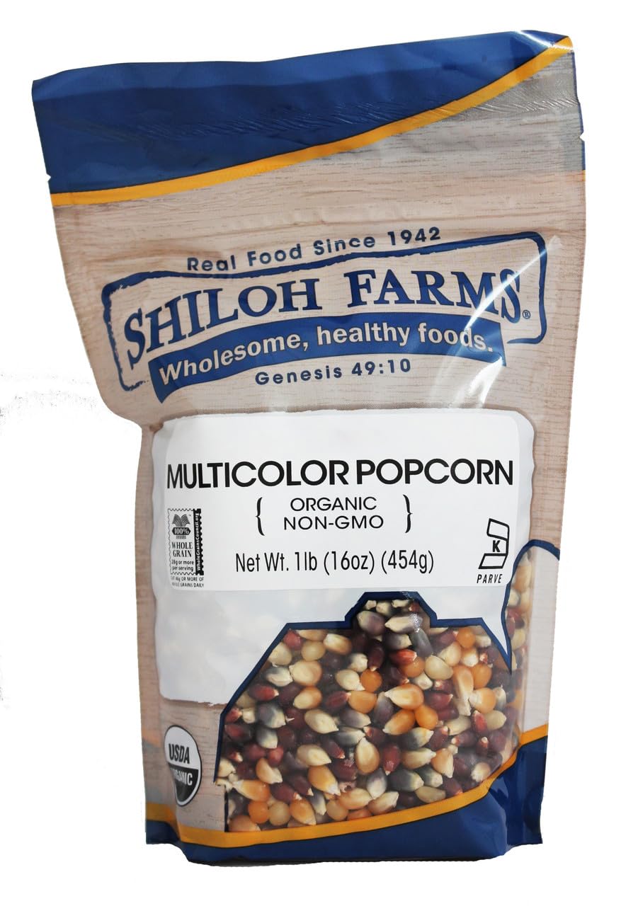 Shiloh Farms multicolor popcorn kernels for a colorful, fresh snack.