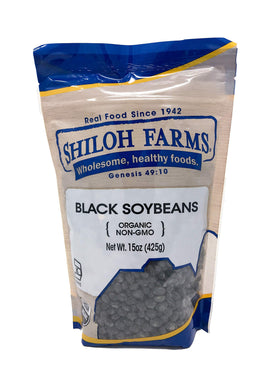 Shiloh Farms Organic Black Soybeans front view, pantry staple option.
